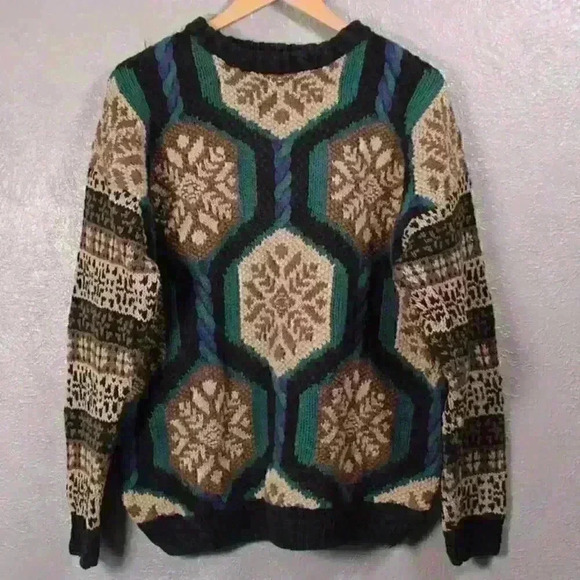 VINTAGE Eagle Menswear Handknit Sweater Cozy Cabincore Cosby Men Large - Picture 1 of 11